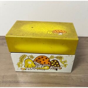 Vintage 1970's Syndicate Mfg Co Merry MUSHROOM Tin Litho Recipe File Box